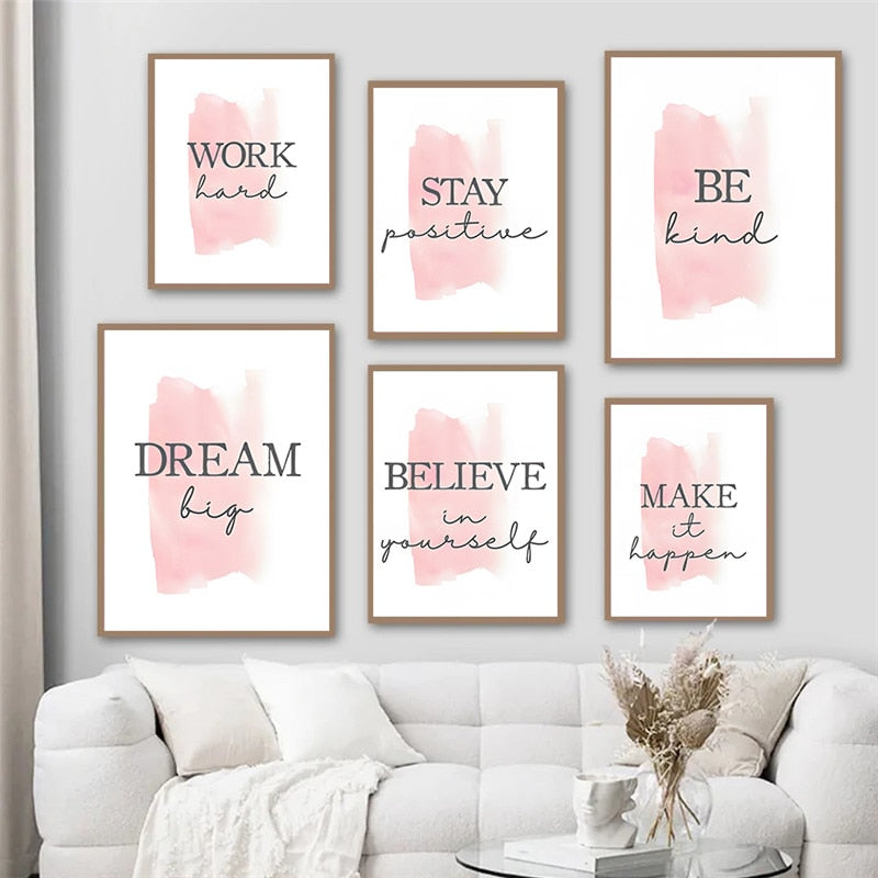 Motivational Quote Pink Canvas Art