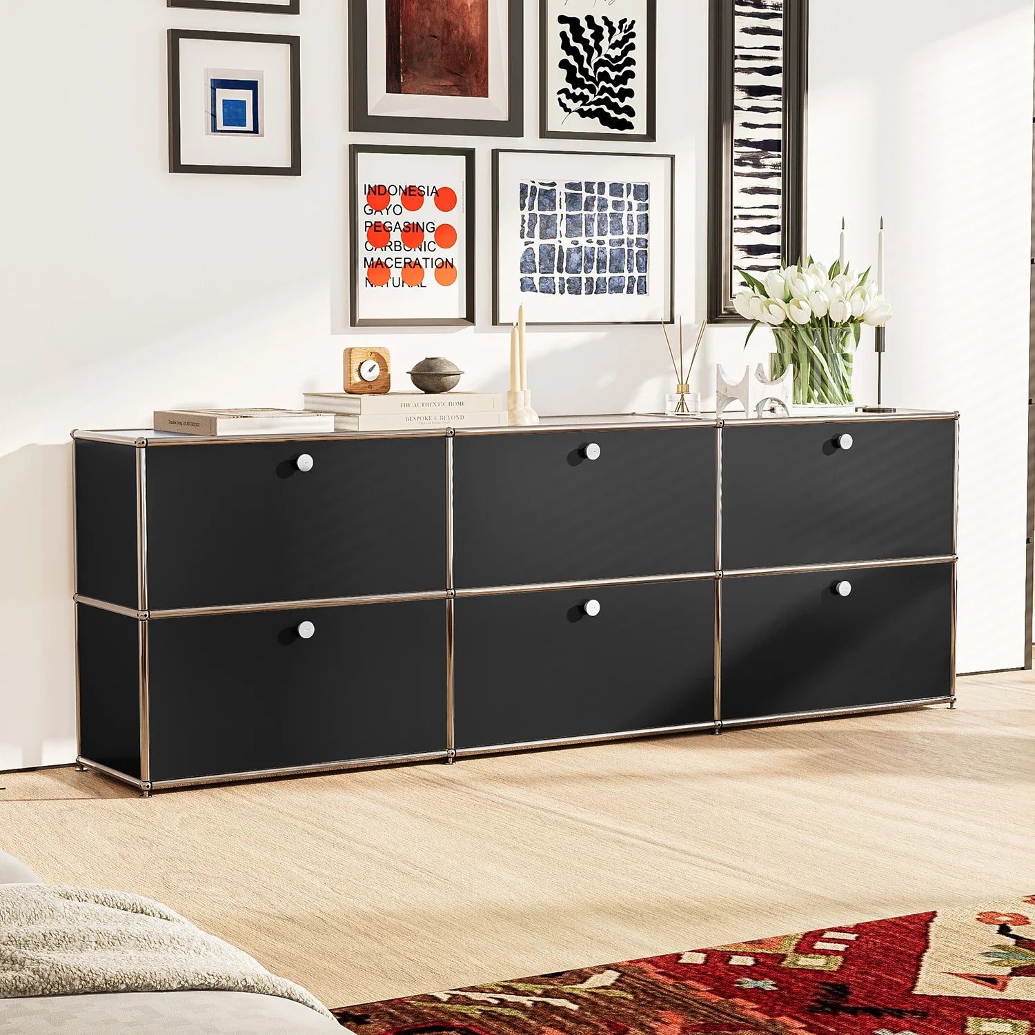 USM Haller Black Modular Storage Cabinet Replica