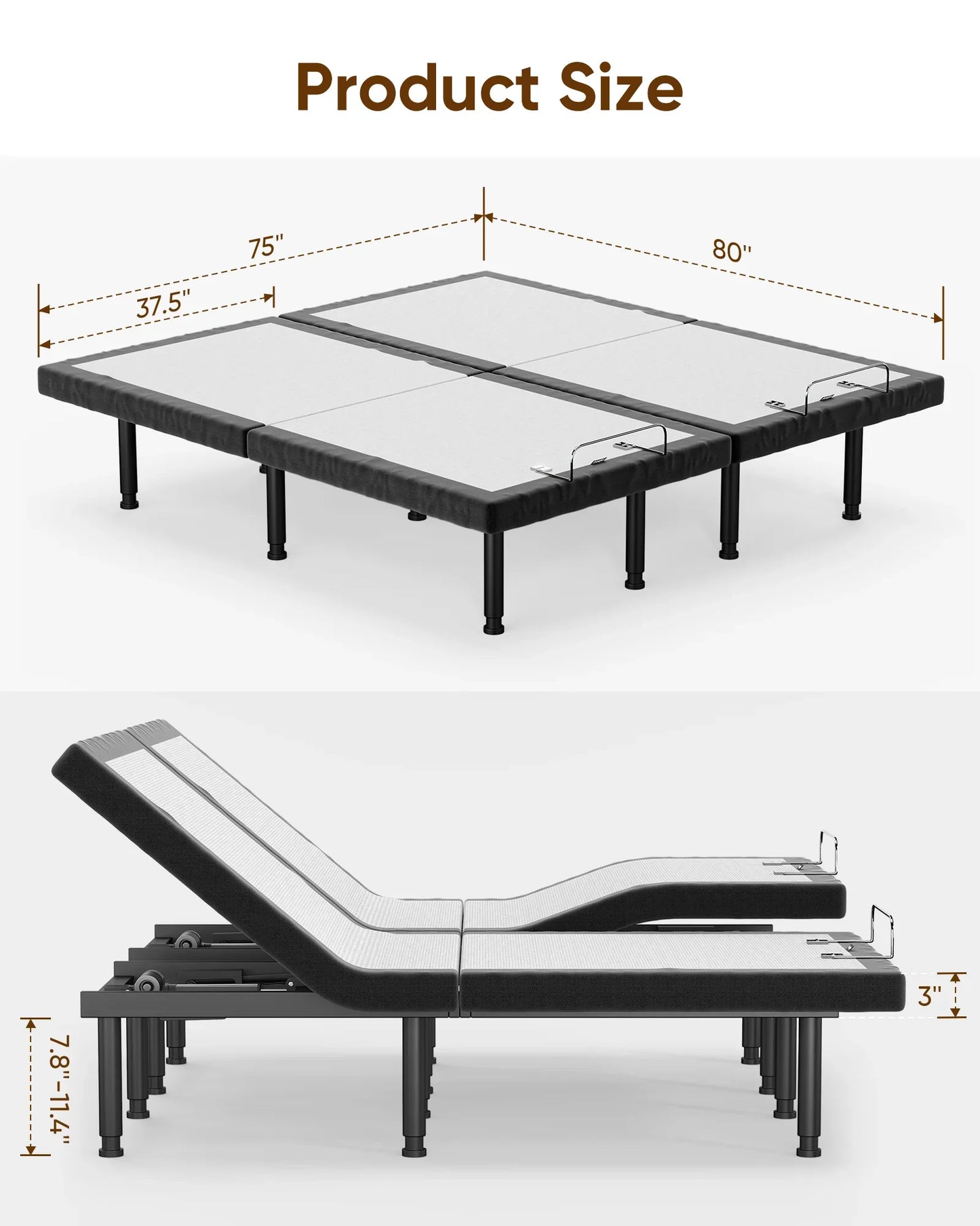 Adjustable Bed Frame with Massage