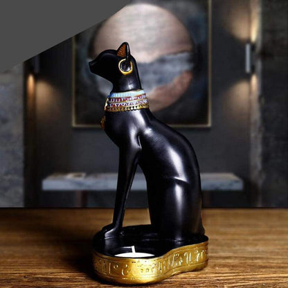 Egyptian Cat Candle Holder Resin Statue