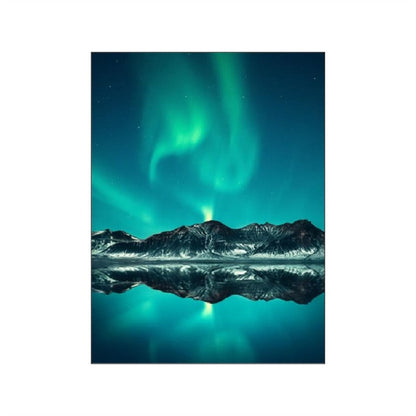 Nordic Aurora Lake Mountain Canvas Art