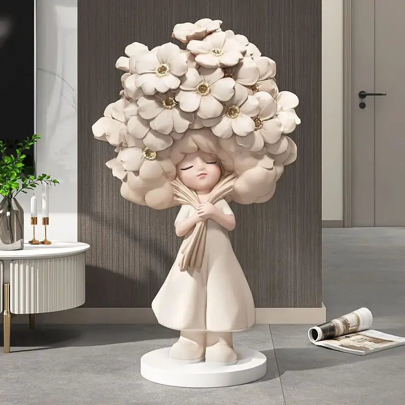 Flower Girl Floor Ornament Statue