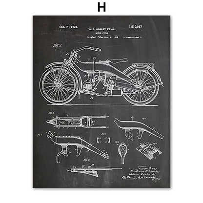 Motorcycle Parts Engine Canvas Art