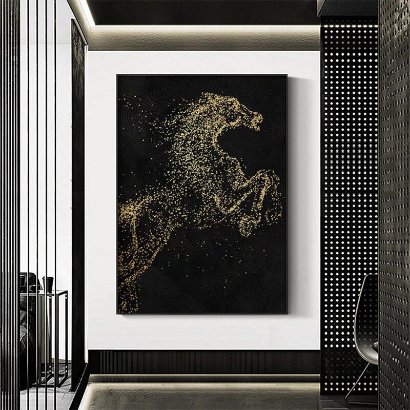 Luxurious Golden Horse Canvas Art