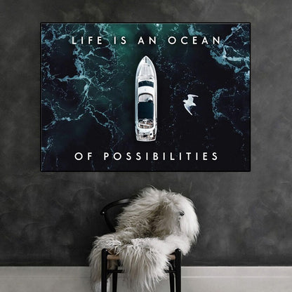 Life is an Ocean of Possibilities Motivational Canvas Art