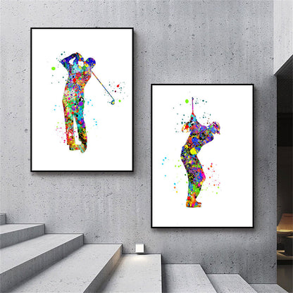 Man Golf Watercolor Canvas