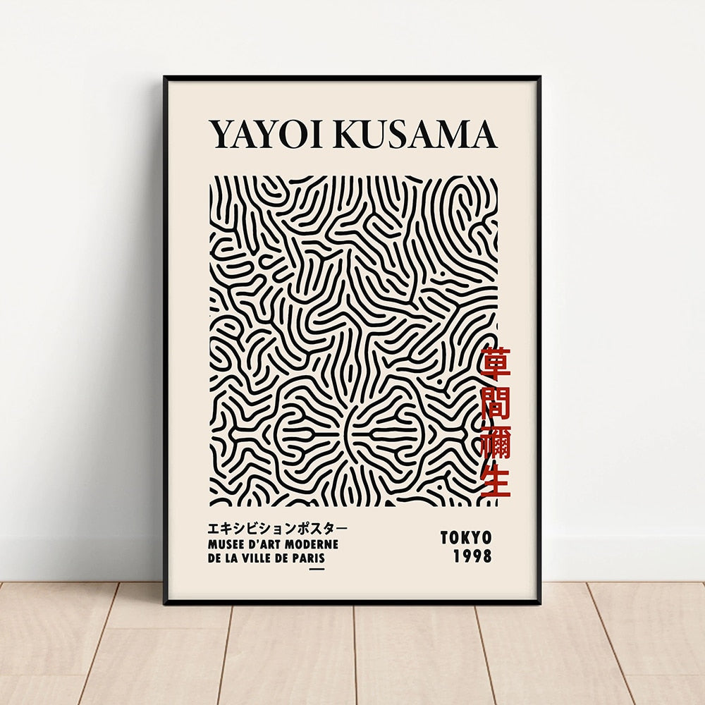 Yayoi Kusama Abstract Line Dots Canvas Art