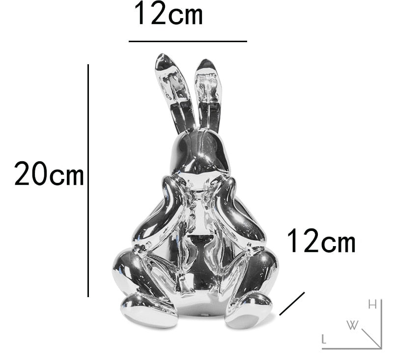 Electroplating Silver Blue Rabbit Figurine