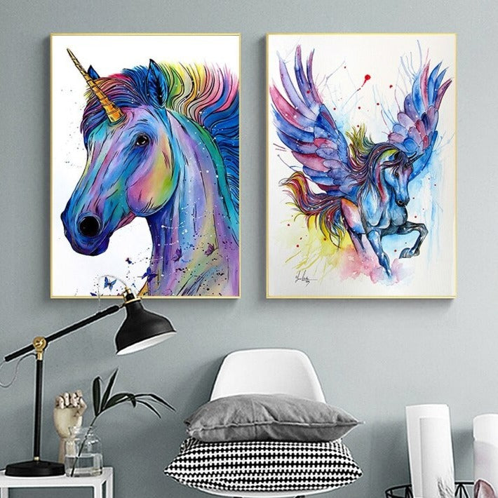 Colorful Unicorn Pegasus Canvas Art