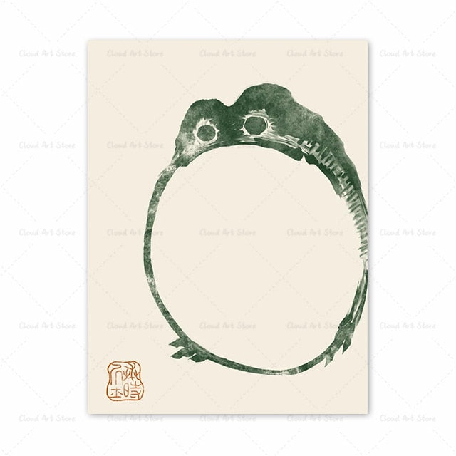 Japanese Frog Toad Wall Art Canvas