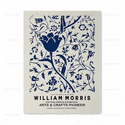 William Morris Exhibition Blue Flower Canvas Art