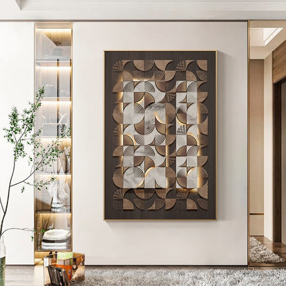 Abstract Wood Geometric Pattern Canvas Art