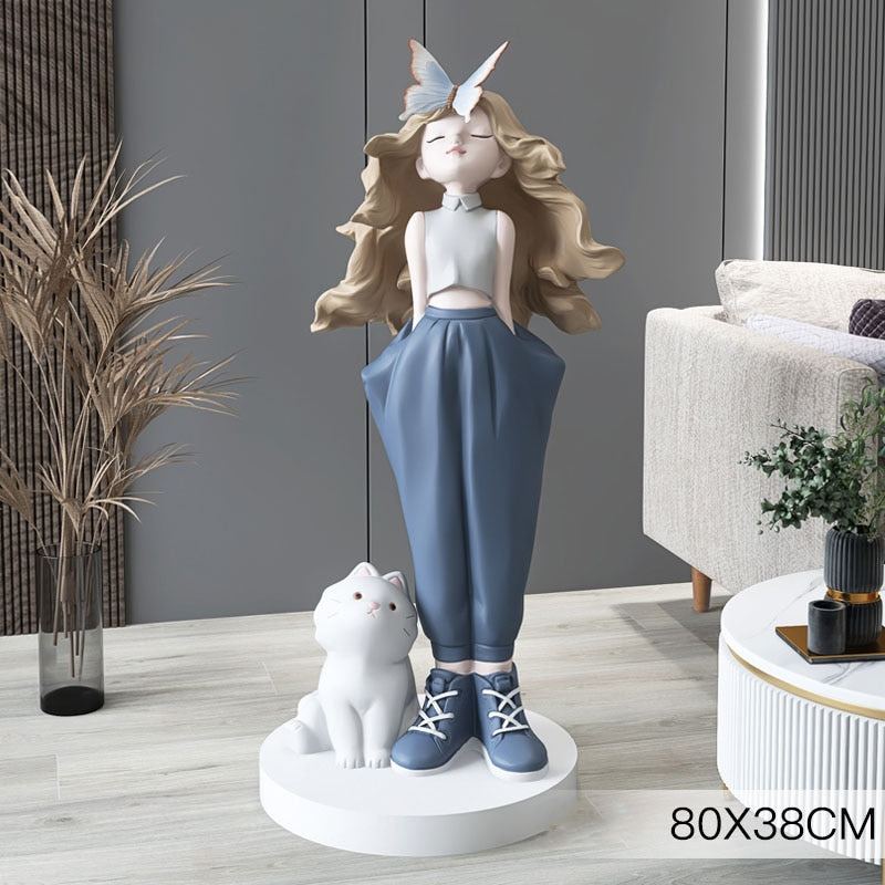 Girl Butterfly Large Floor Statue