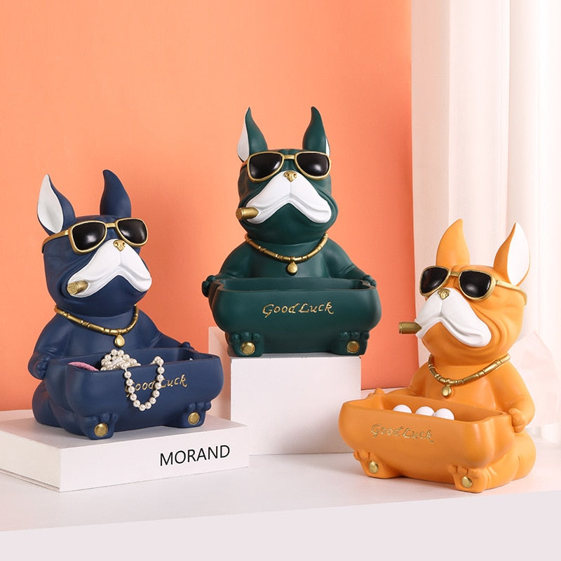 Cool Bulldog Storage Figurine