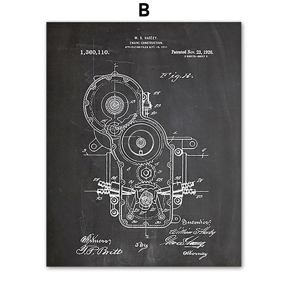 Motorcycle Parts Engine Canvas Art