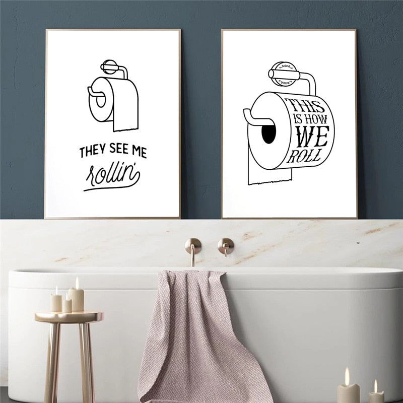 Funny Toilet Bathroom Wall Art Canvas