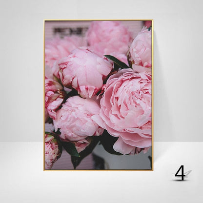 Pink Peony Flower Wall Art Canvas