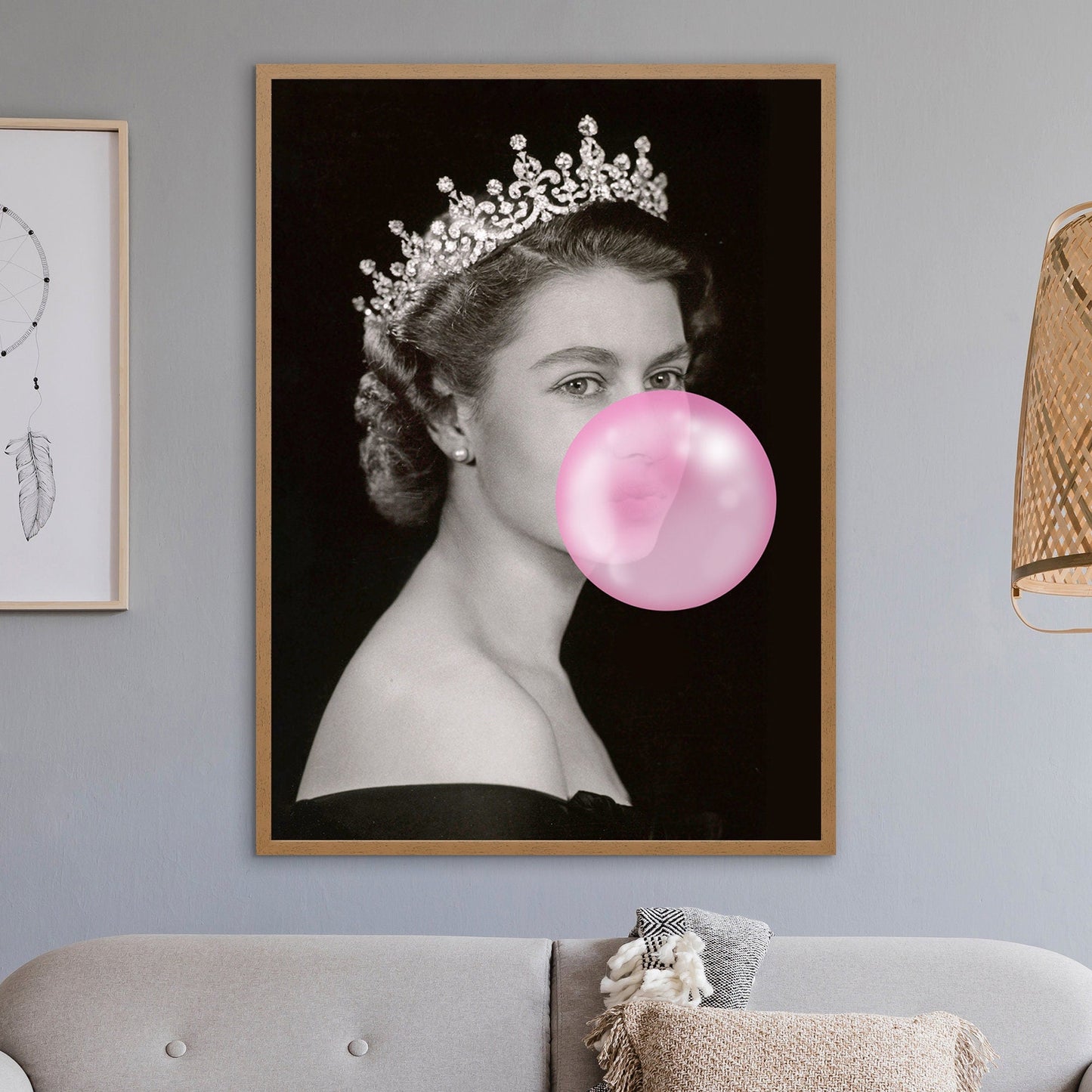 Queen Elizabeth II With Pink Balloon Canvas Art