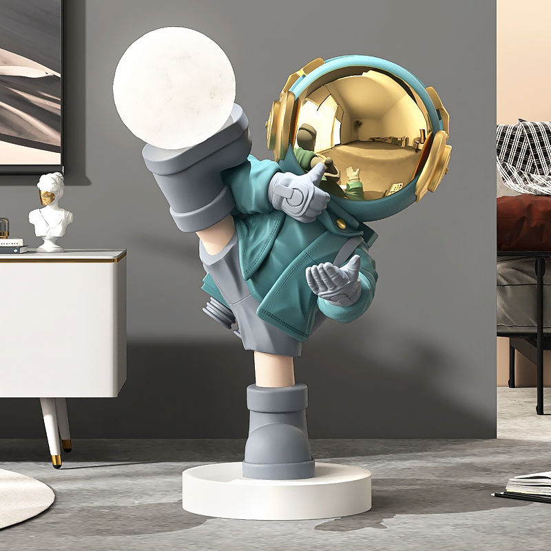 Astronaut Kick Statue with Light