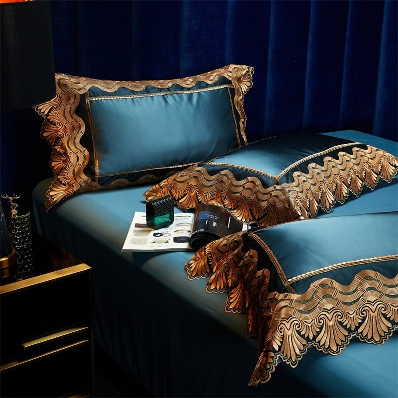 Cinnabar Luxurious Lace Duvet Cover Bedding Set