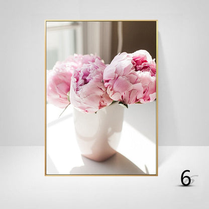 Pink Peony Flower Wall Art Canvas