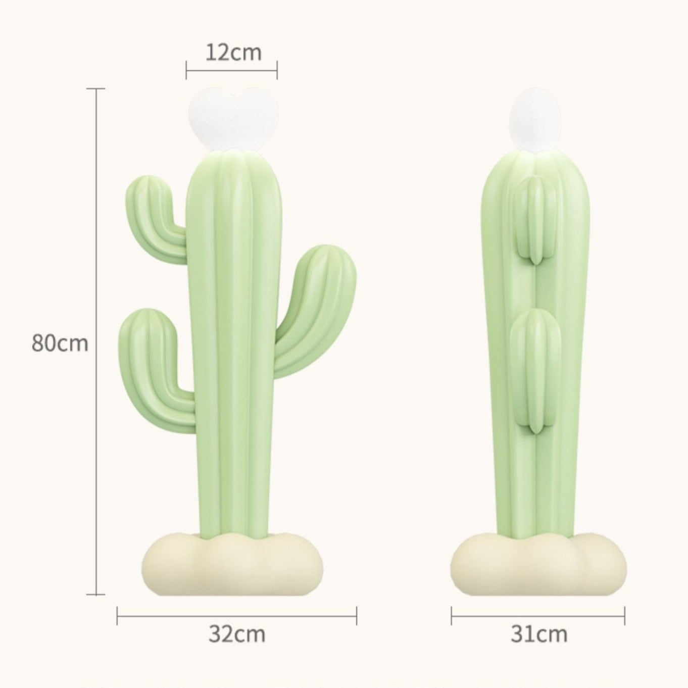 Cute Cactus Heart Lamp Landing Floor Ornament