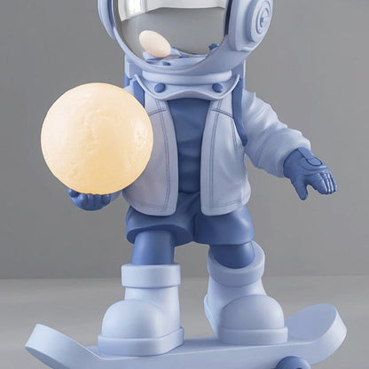 Astronaut Skateboard Statue with Light