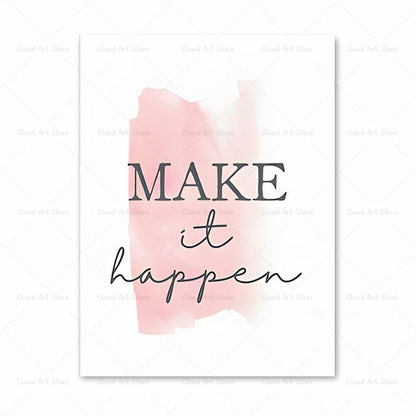 Motivational Quote Pink Canvas Art