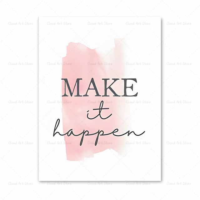 Motivational Quote Pink Canvas Art