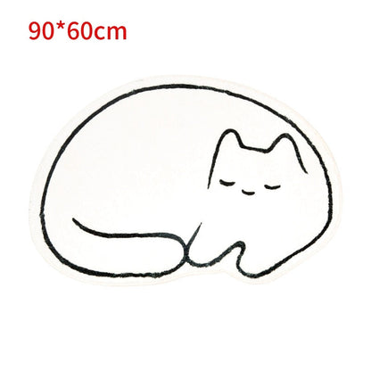 Cute Cat Black and White Rug