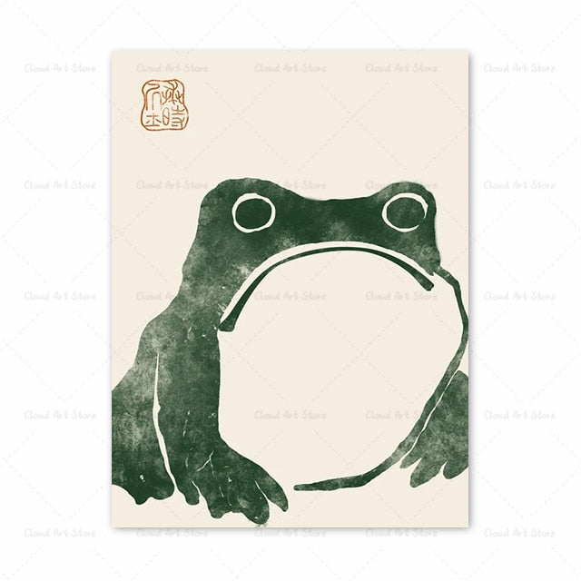 Japanese Frog Toad Wall Art Canvas