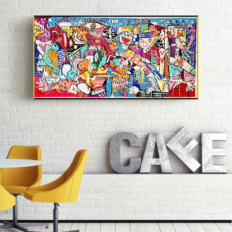 Picasso Cartoon Graffiti Canvas Art