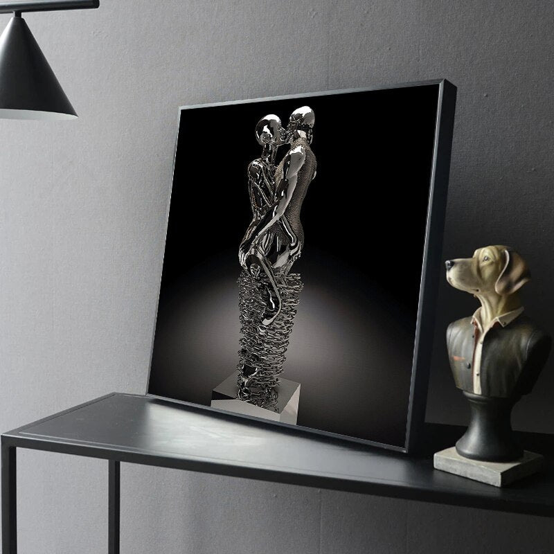 Metal Statue Canvas Art