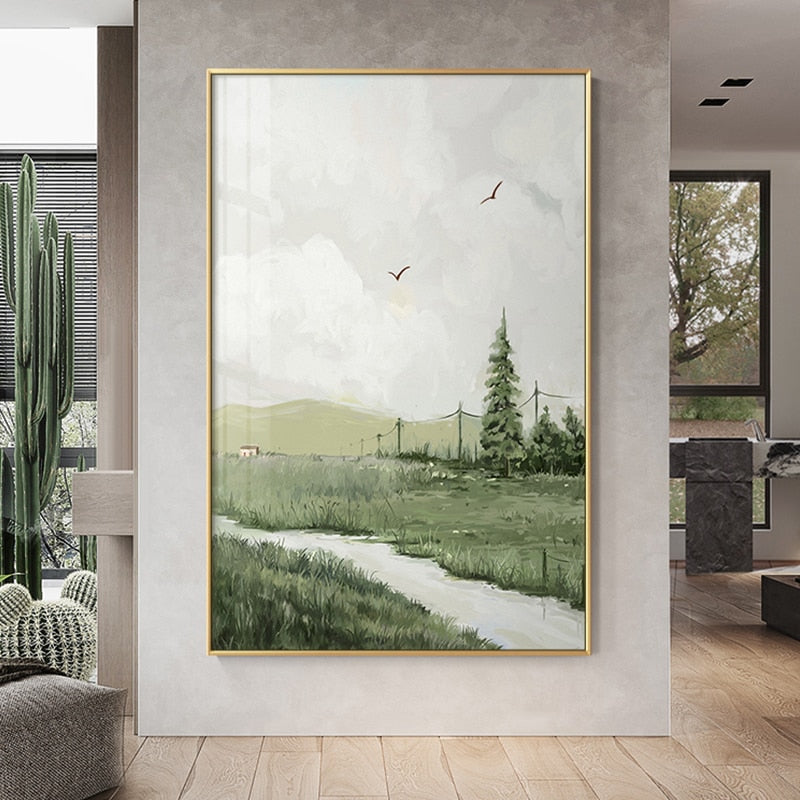 Grass Mountain Landscape Canvas Art