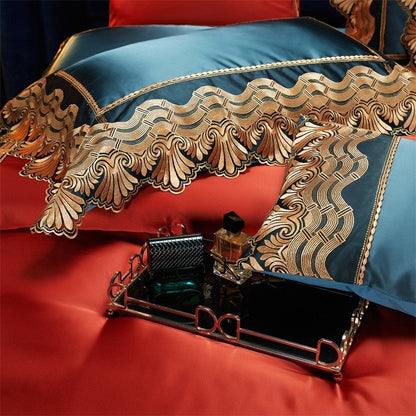 Cinnabar Luxurious Lace Duvet Cover Bedding Set