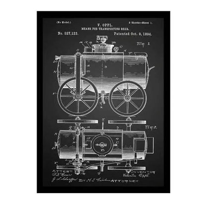 Bar Machine Retro Blueprint Canvas Art