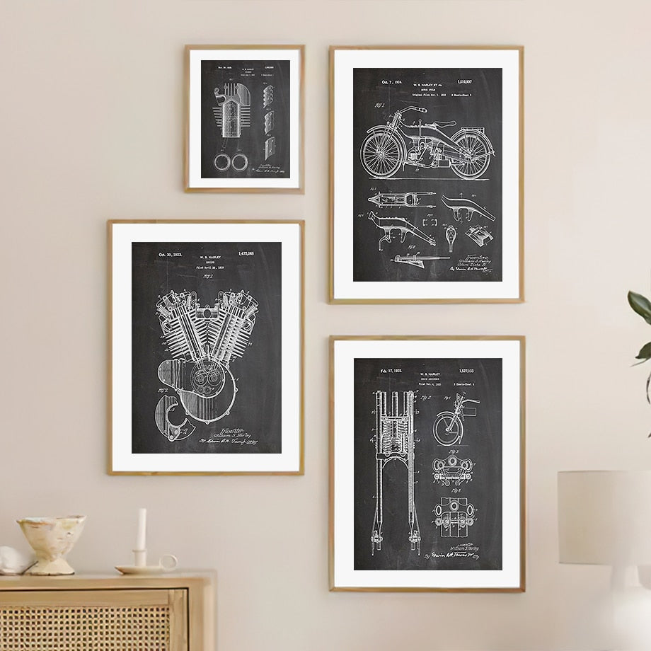 Motorcycle Parts Engine Canvas Art