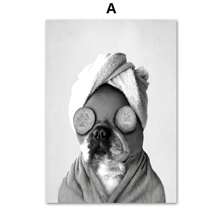 Black and White Cute Dog Canvas Art