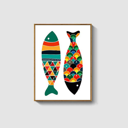 Abstract Watercolor Colorful Fish Canvas Art