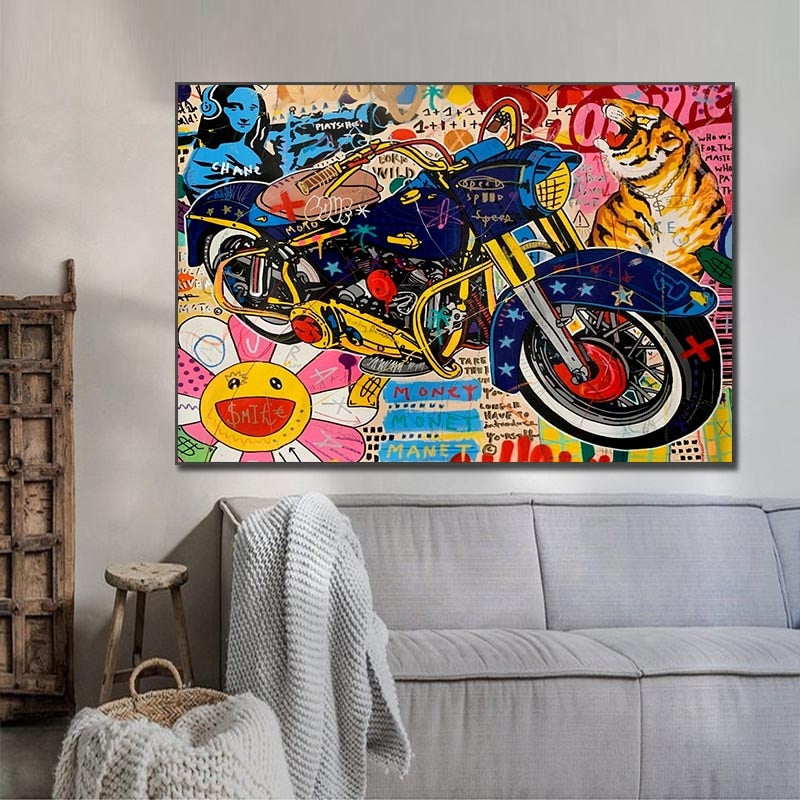 Graffiti Motorcycle Canvas Art