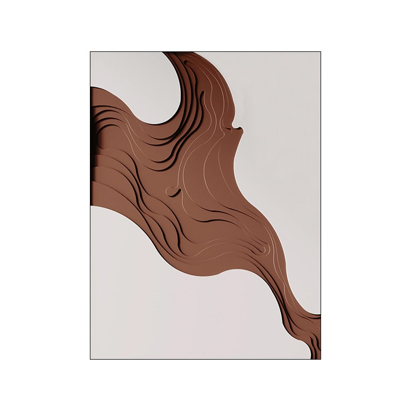 Abstract Brown 3D Painting Canvas Art