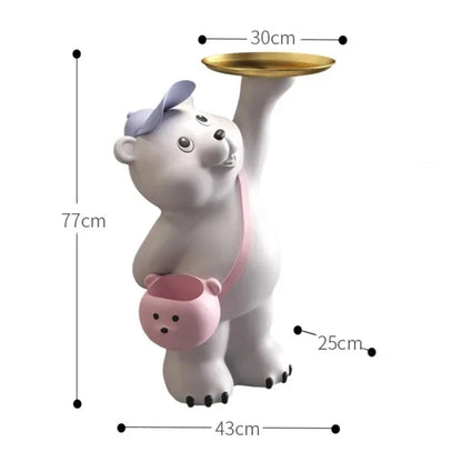 Friendly Bear Floor Storage Ornament with Tray