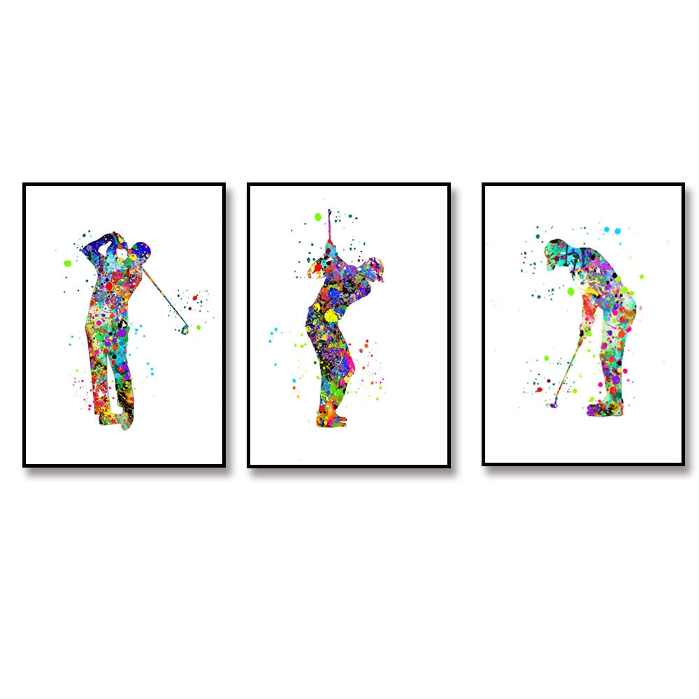 Man Golf Watercolor Canvas