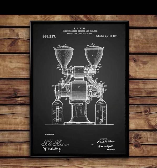 Bar Machine Retro Blueprint Canvas Art