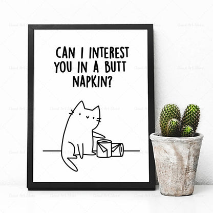 Funny Cat Gallery Wall Art Canvas