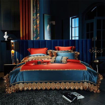 Cinnabar Luxurious Lace Duvet Cover Bedding Set