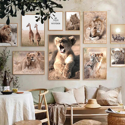 Animals in African Grassland Canvas Art