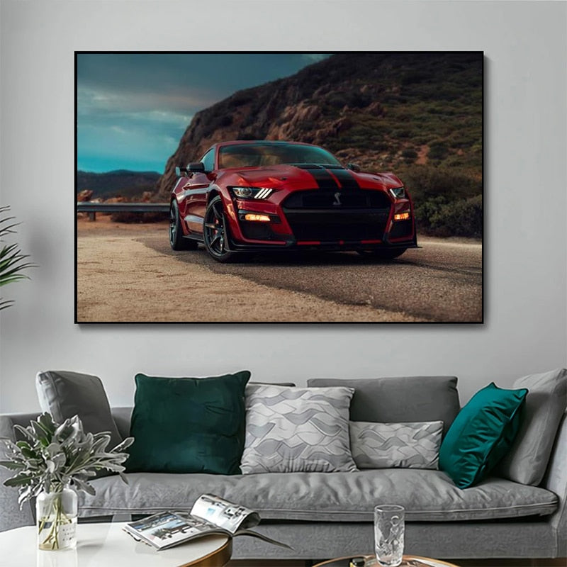 Fords Mustang Shelby GT500 Red Car Canvas Art