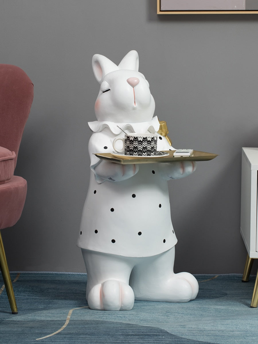 Rabbit Butler with Tray Large Statue