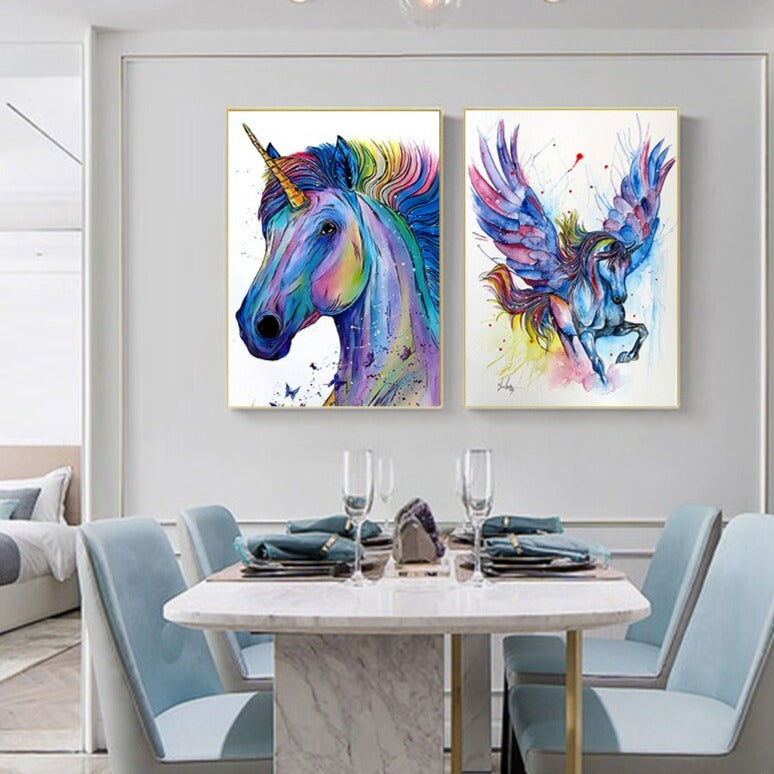 Colorful Unicorn Pegasus Canvas Art